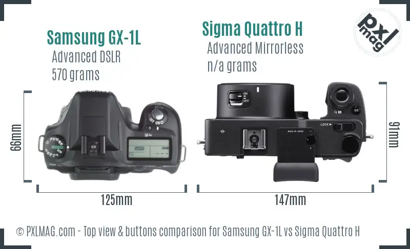 Samsung GX-1L vs Sigma Quattro H top view buttons comparison