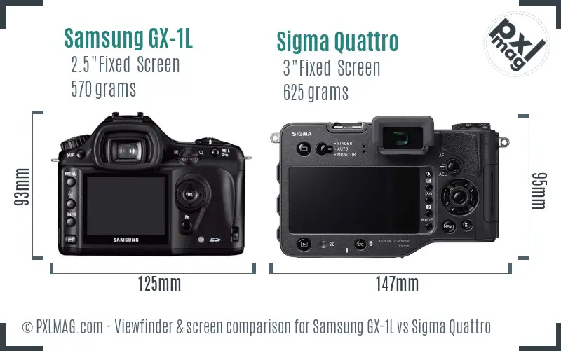 Samsung GX-1L vs Sigma Quattro Screen and Viewfinder comparison