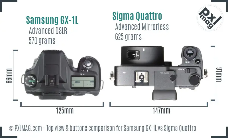 Samsung GX-1L vs Sigma Quattro top view buttons comparison