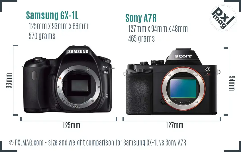 Samsung GX-1L vs Sony A7R size comparison