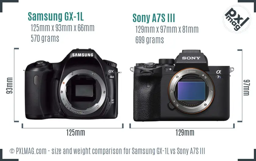Samsung GX-1L vs Sony A7S III size comparison