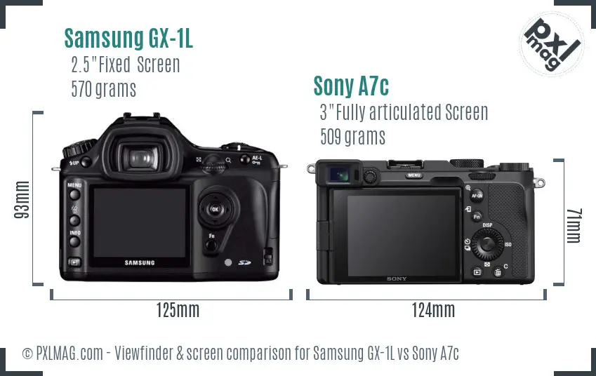 Samsung GX-1L vs Sony A7c Screen and Viewfinder comparison