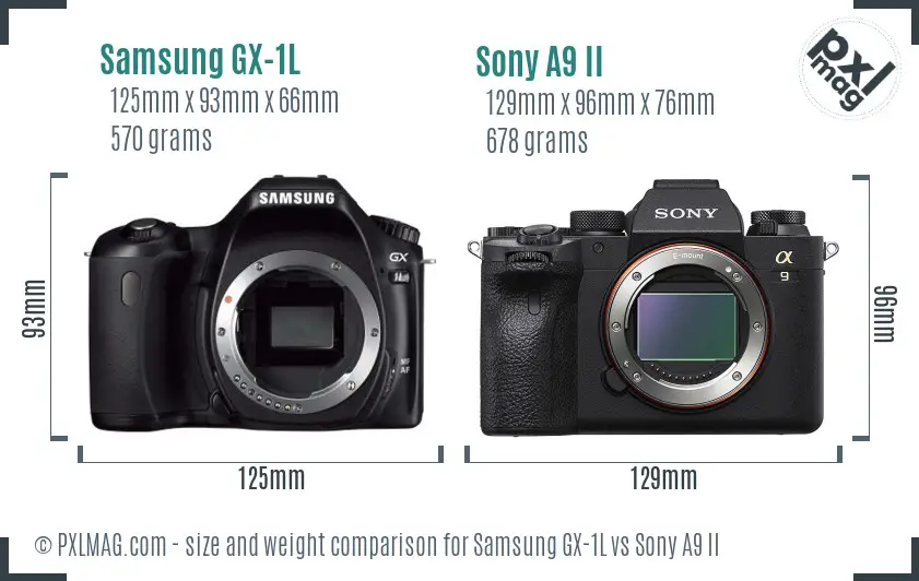 Samsung GX-1L vs Sony A9 II size comparison