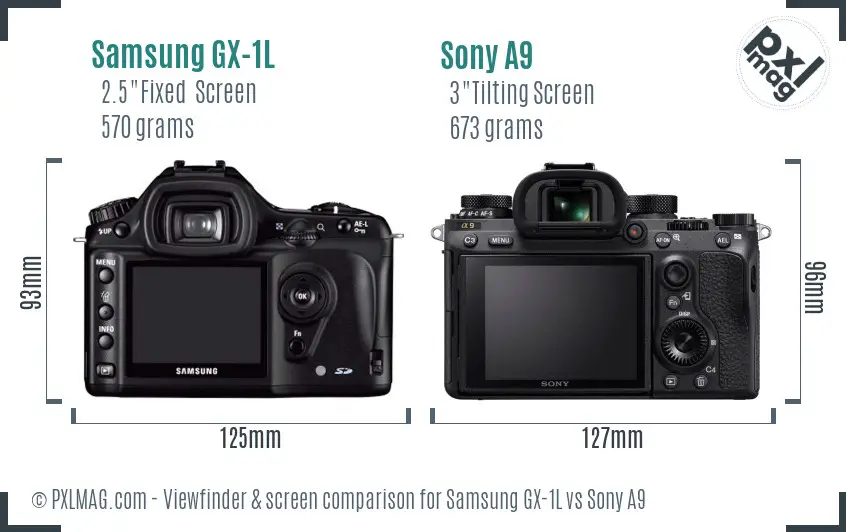 Samsung GX-1L vs Sony A9 Screen and Viewfinder comparison