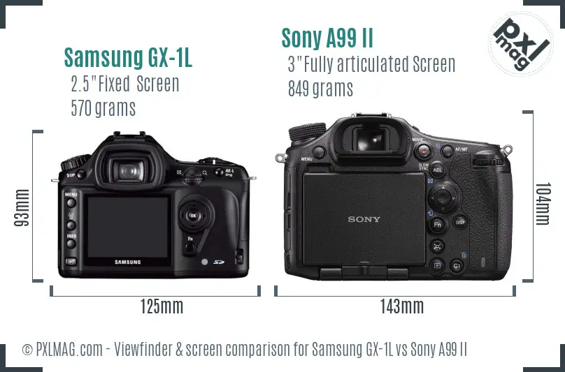 Samsung GX-1L vs Sony A99 II Screen and Viewfinder comparison
