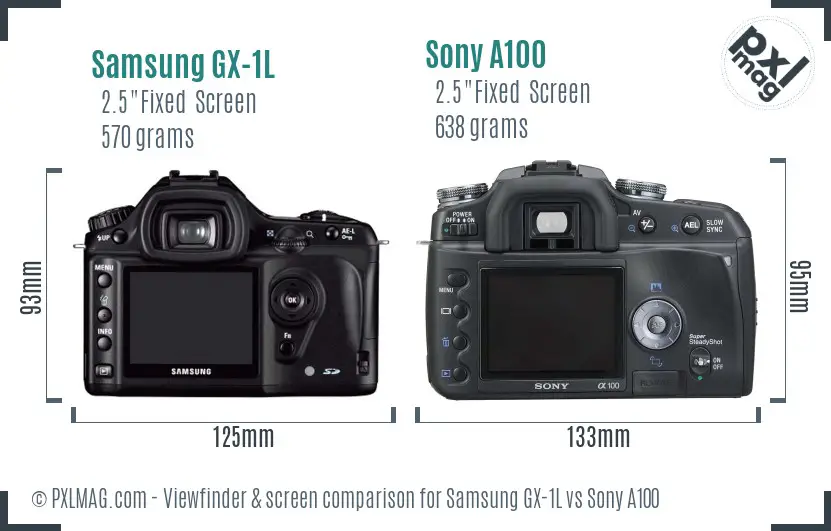 Samsung GX-1L vs Sony A100 Screen and Viewfinder comparison