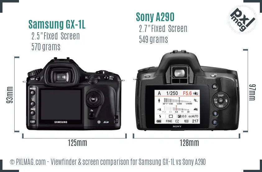 Samsung GX-1L vs Sony A290 Screen and Viewfinder comparison