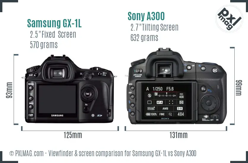 Samsung GX-1L vs Sony A300 Screen and Viewfinder comparison