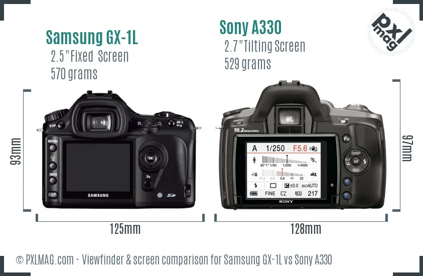 Samsung GX-1L vs Sony A330 Screen and Viewfinder comparison