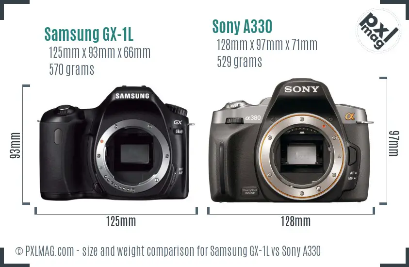 Samsung GX-1L vs Sony A330 size comparison