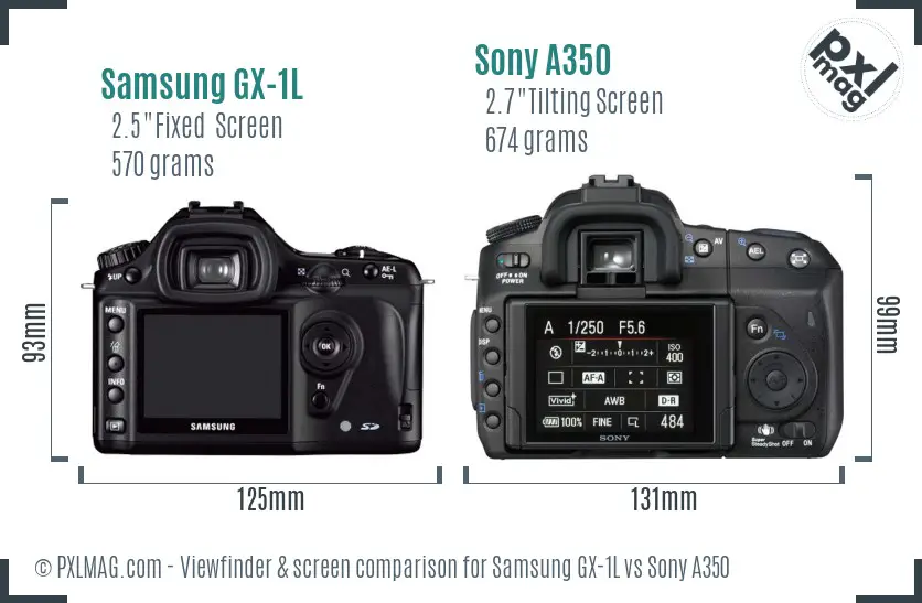 Samsung GX-1L vs Sony A350 Screen and Viewfinder comparison