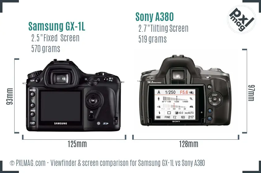 Samsung GX-1L vs Sony A380 Screen and Viewfinder comparison