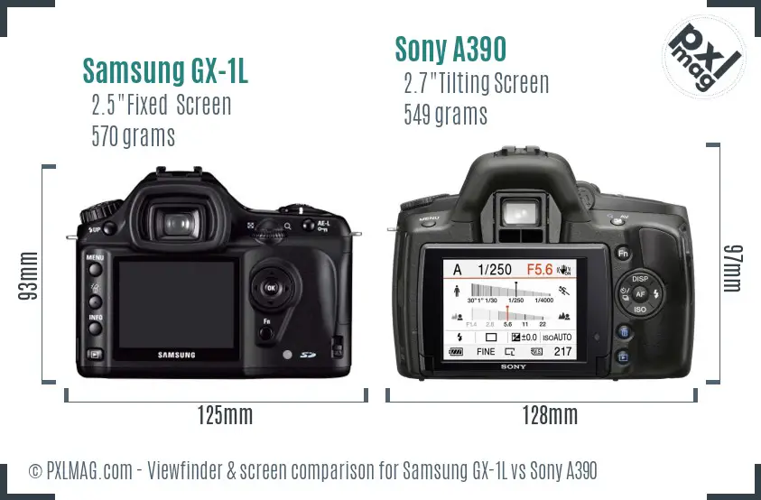 Samsung GX-1L vs Sony A390 Screen and Viewfinder comparison