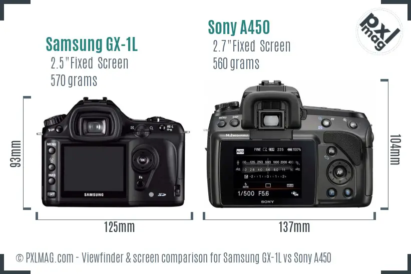 Samsung GX-1L vs Sony A450 Screen and Viewfinder comparison