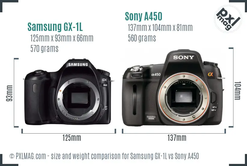 Samsung GX-1L vs Sony A450 size comparison
