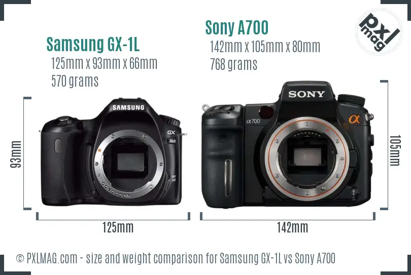 Samsung GX-1L vs Sony A700 size comparison