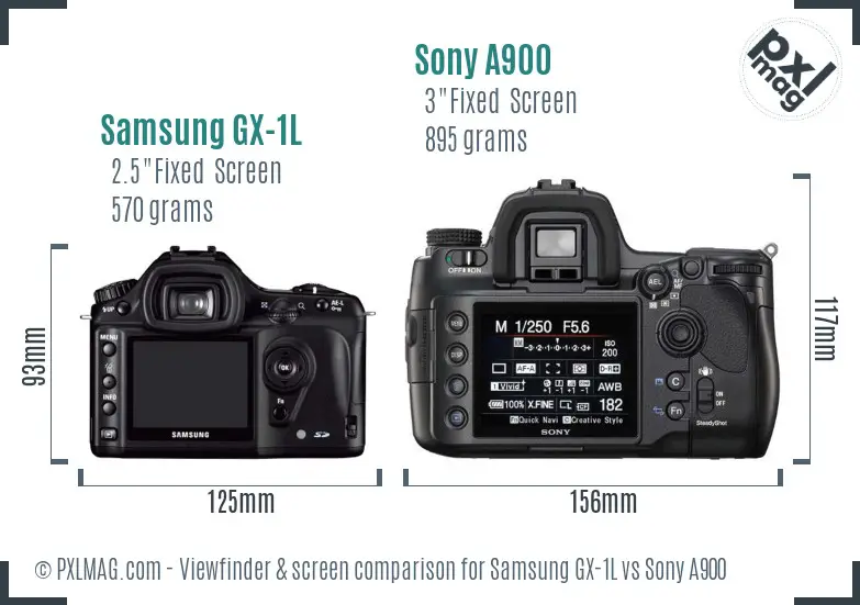 Samsung GX-1L vs Sony A900 Screen and Viewfinder comparison