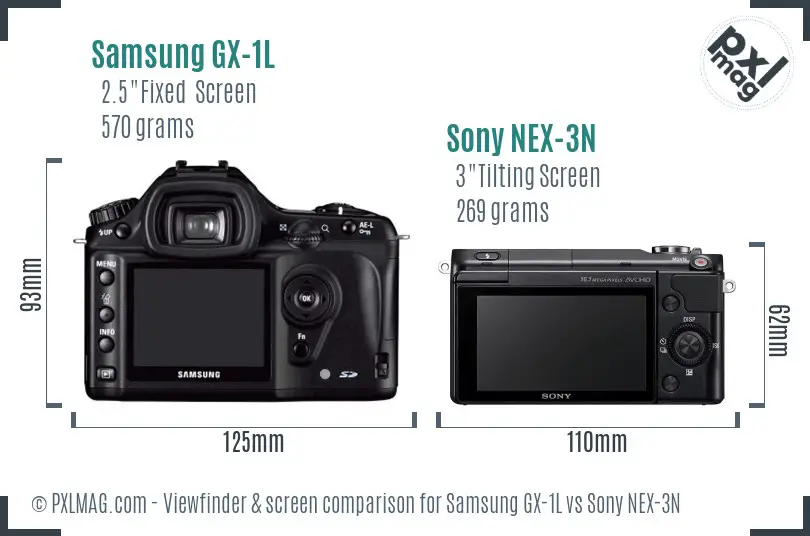 Samsung GX-1L vs Sony NEX-3N Screen and Viewfinder comparison