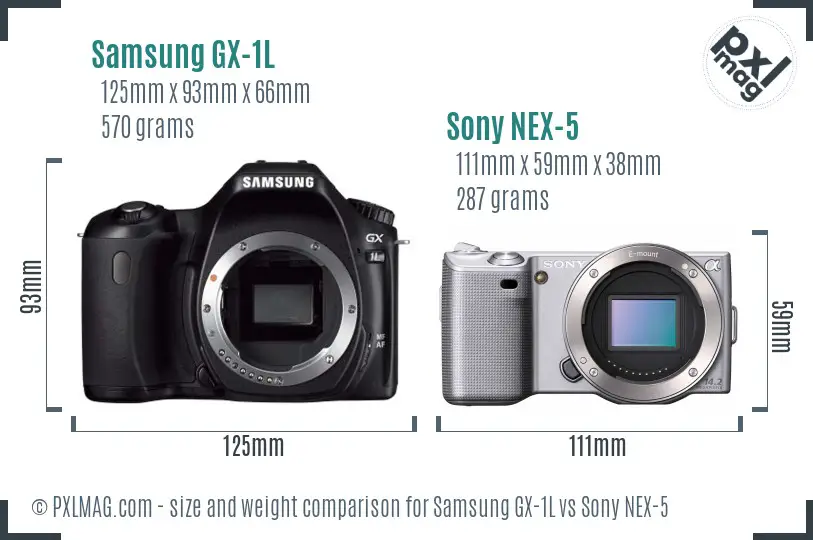 Samsung GX-1L vs Sony NEX-5 size comparison