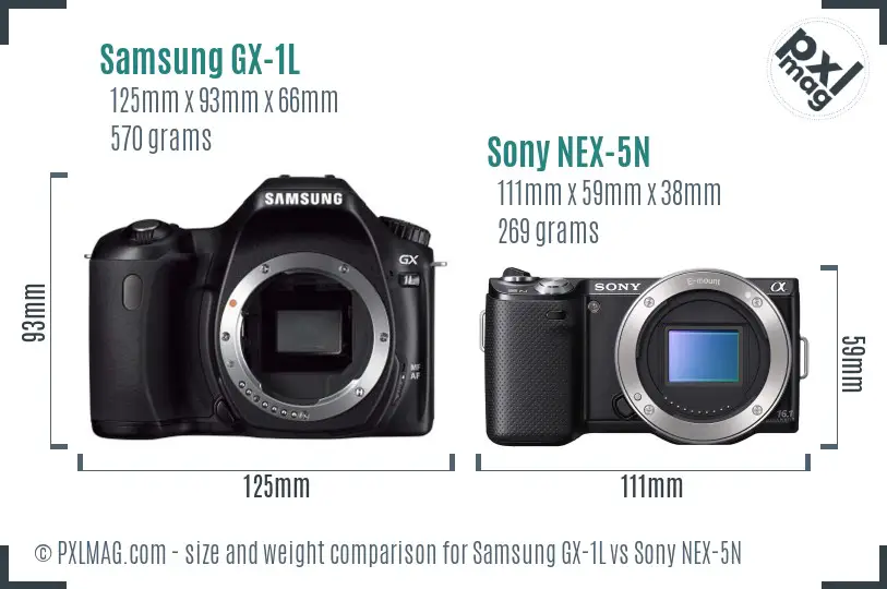 Samsung GX-1L vs Sony NEX-5N size comparison