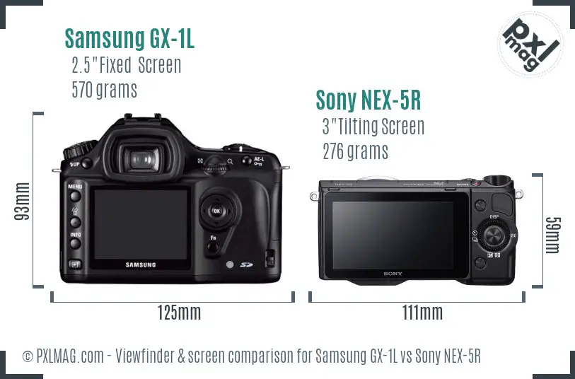 Samsung GX-1L vs Sony NEX-5R Screen and Viewfinder comparison