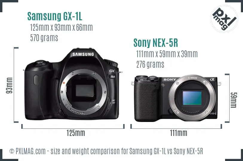 Samsung GX-1L vs Sony NEX-5R size comparison