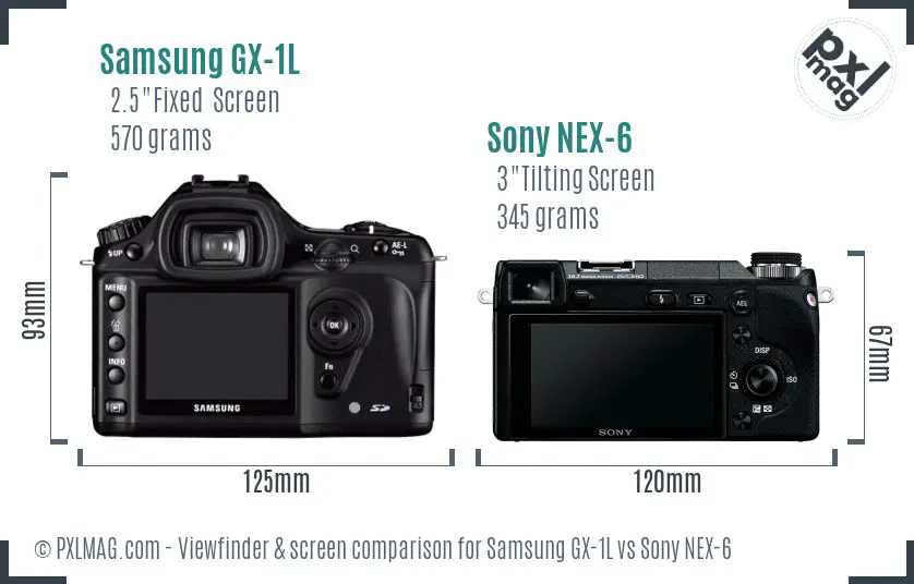 Samsung GX-1L vs Sony NEX-6 Screen and Viewfinder comparison
