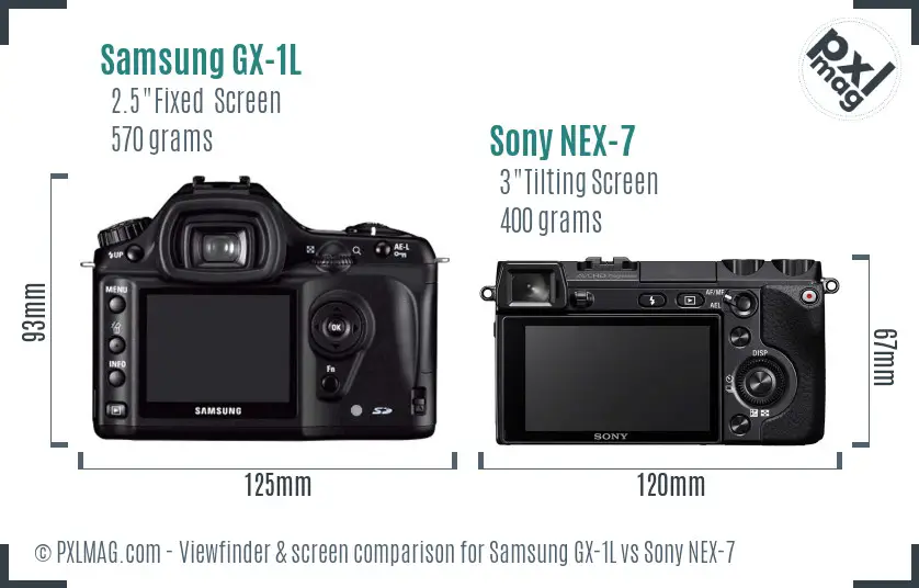 Samsung GX-1L vs Sony NEX-7 Screen and Viewfinder comparison