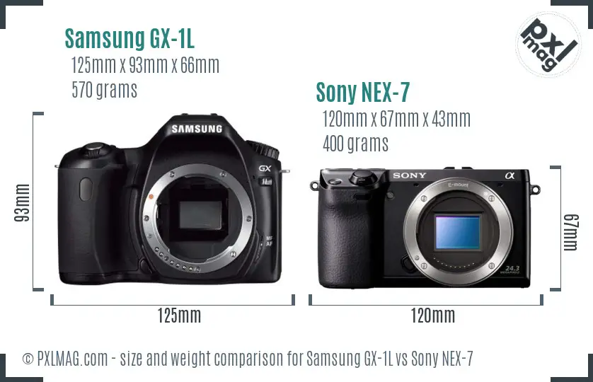 Samsung GX-1L vs Sony NEX-7 size comparison