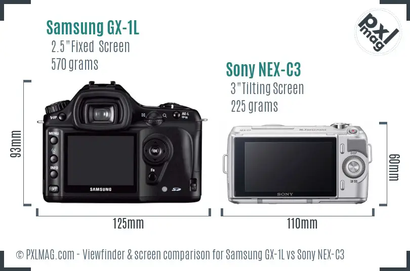 Samsung GX-1L vs Sony NEX-C3 Screen and Viewfinder comparison