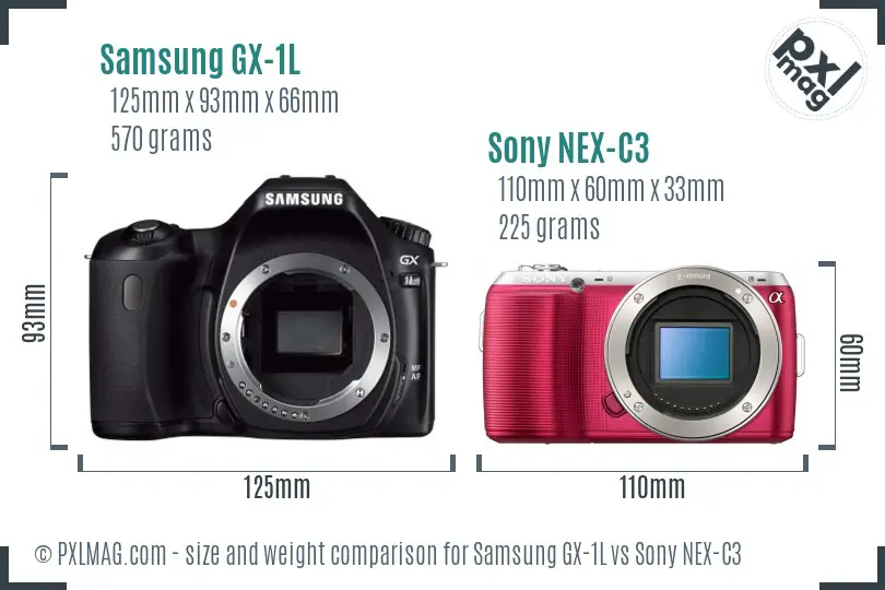 Samsung GX-1L vs Sony NEX-C3 size comparison