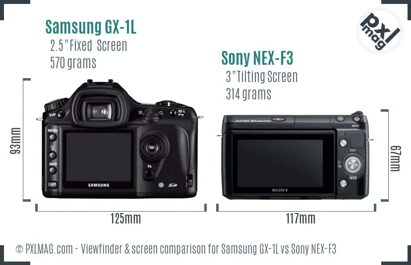 Samsung GX-1L vs Sony NEX-F3 Screen and Viewfinder comparison