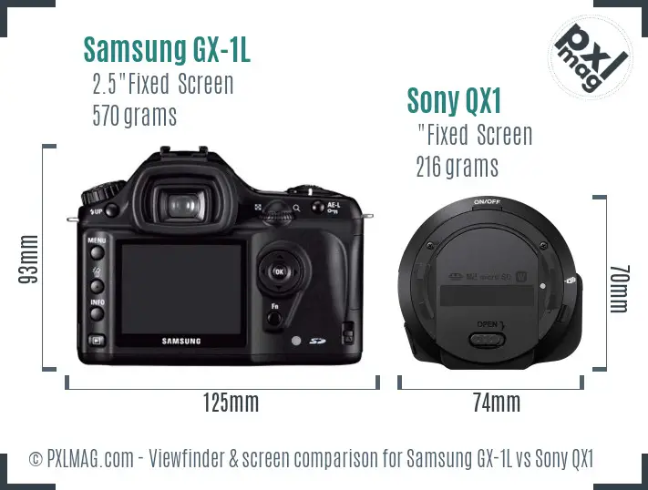 Samsung GX-1L vs Sony QX1 Screen and Viewfinder comparison