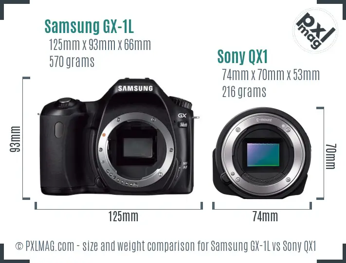 Samsung GX-1L vs Sony QX1 size comparison