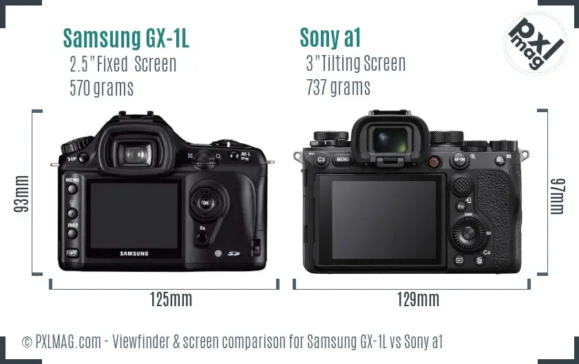 Samsung GX-1L vs Sony a1 Screen and Viewfinder comparison