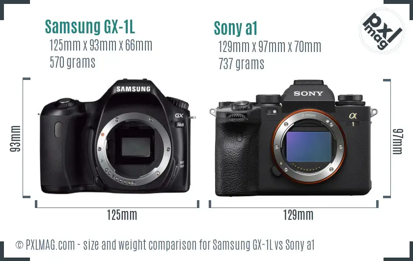 Samsung GX-1L vs Sony a1 size comparison