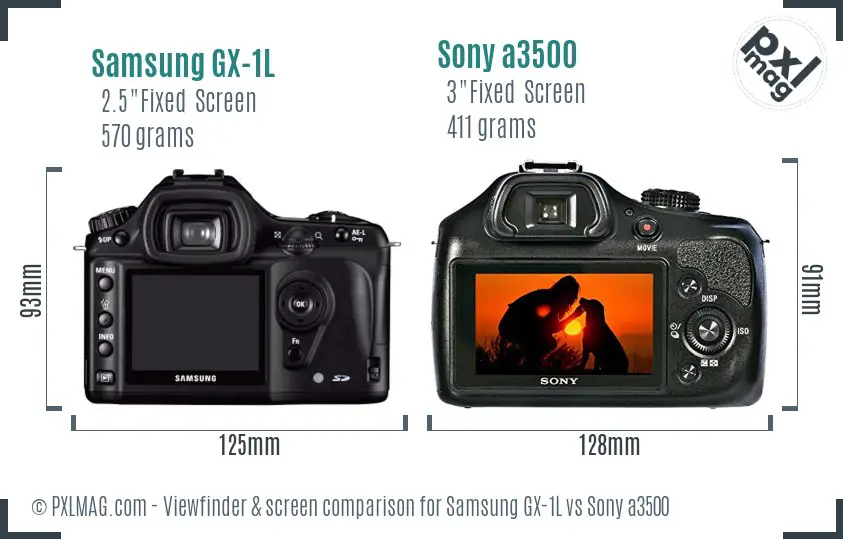 Samsung GX-1L vs Sony a3500 Screen and Viewfinder comparison