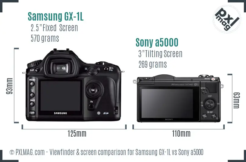 Samsung GX-1L vs Sony a5000 Screen and Viewfinder comparison