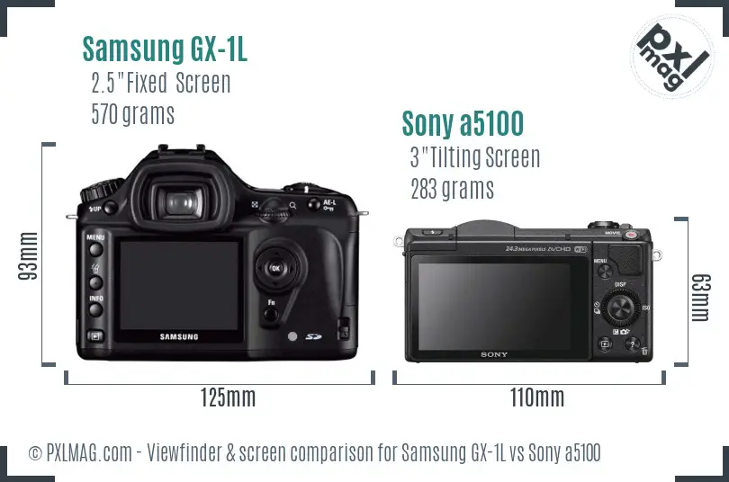 Samsung GX-1L vs Sony a5100 Screen and Viewfinder comparison