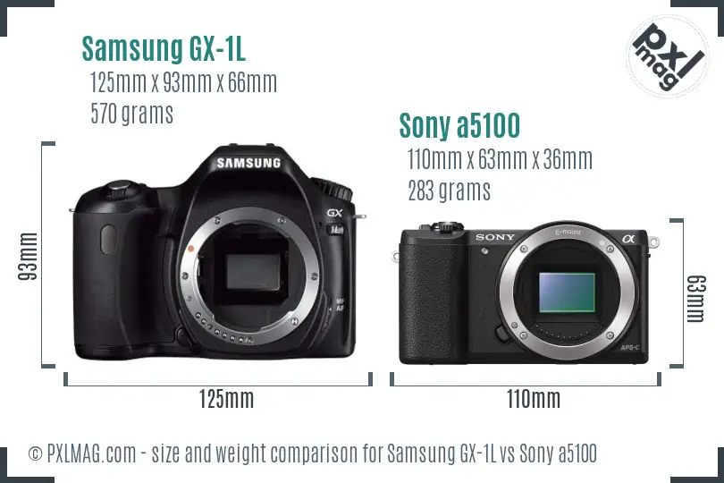Samsung GX-1L vs Sony a5100 size comparison