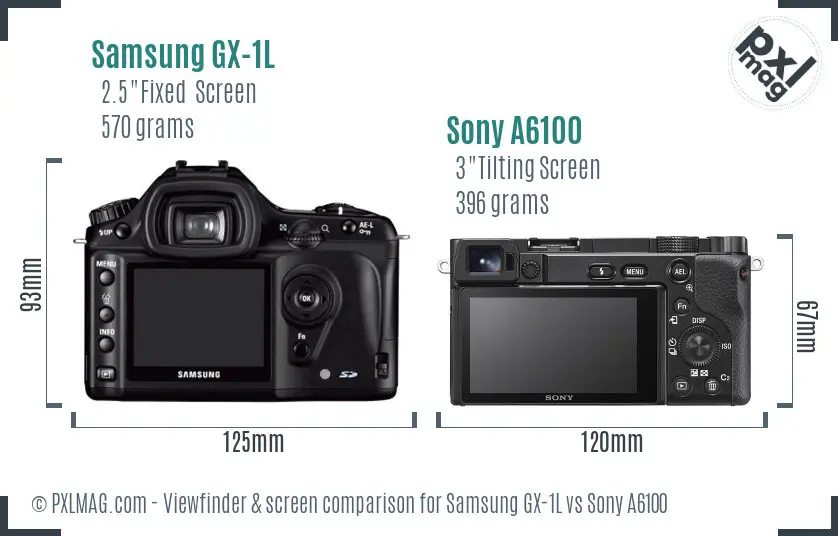 Samsung GX-1L vs Sony A6100 Screen and Viewfinder comparison