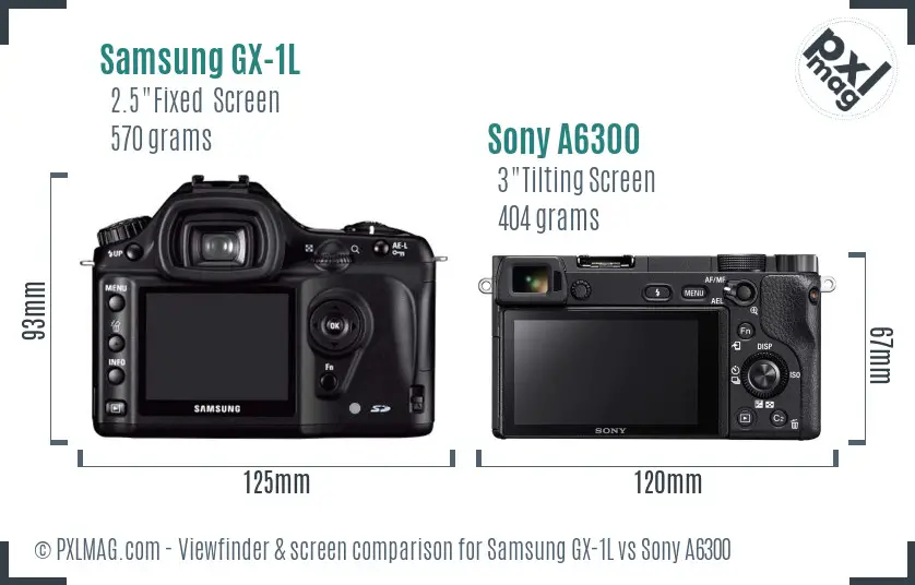 Samsung GX-1L vs Sony A6300 Screen and Viewfinder comparison