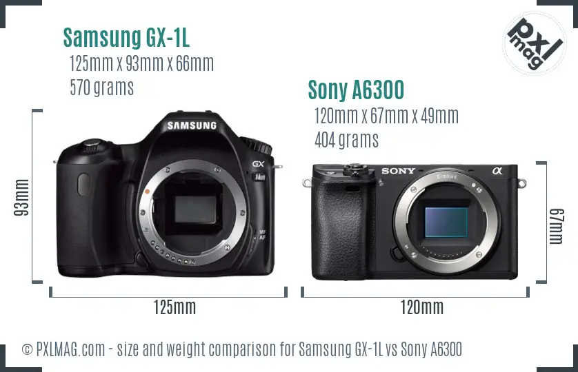 Samsung GX-1L vs Sony A6300 size comparison