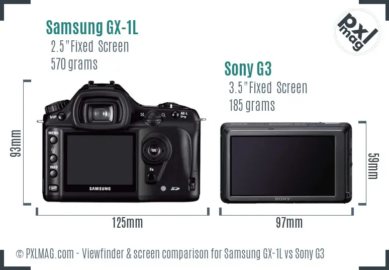Samsung GX-1L vs Sony G3 Screen and Viewfinder comparison