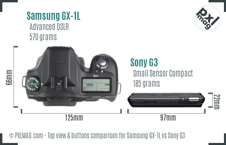 Samsung GX-1L vs Sony G3 top view buttons comparison