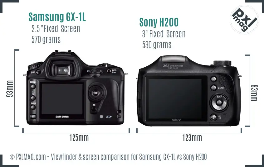 Samsung GX-1L vs Sony H200 Screen and Viewfinder comparison