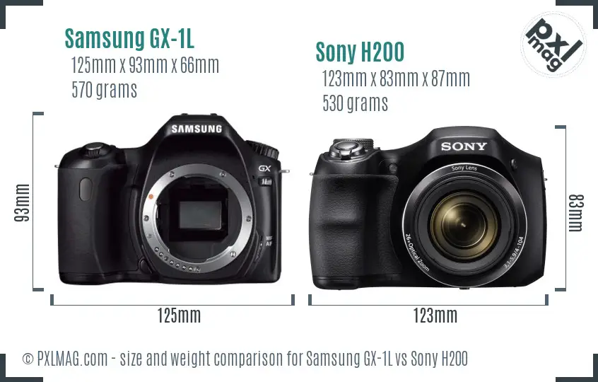 Samsung GX-1L vs Sony H200 size comparison