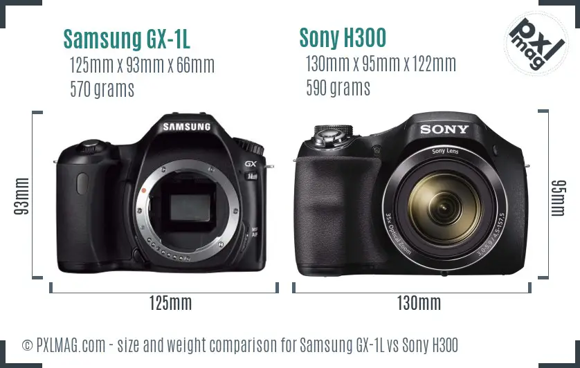 Samsung GX-1L vs Sony H300 size comparison