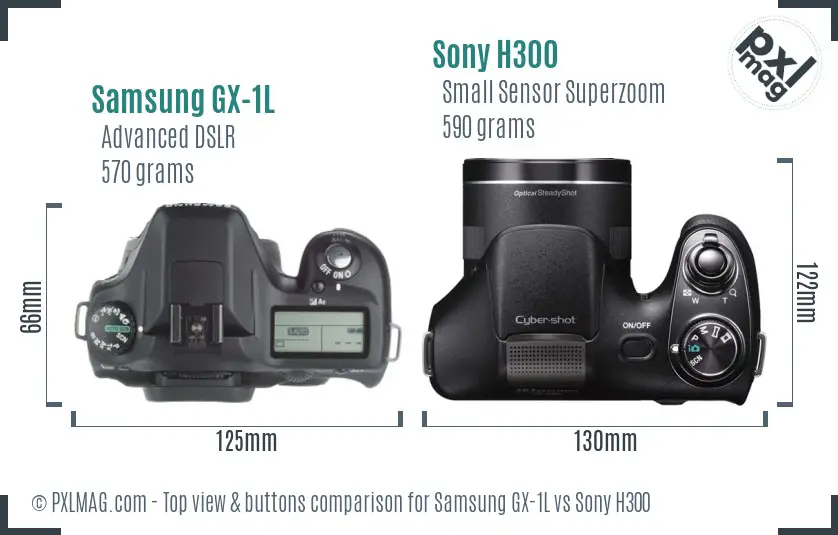 Samsung GX-1L vs Sony H300 top view buttons comparison