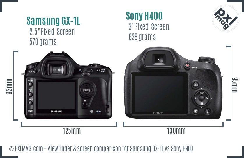 Samsung GX-1L vs Sony H400 Screen and Viewfinder comparison